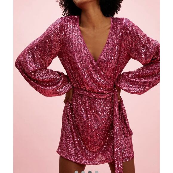 Free People Pants - Free People Christa Romper Wrap Dress Size Medium Color Pink